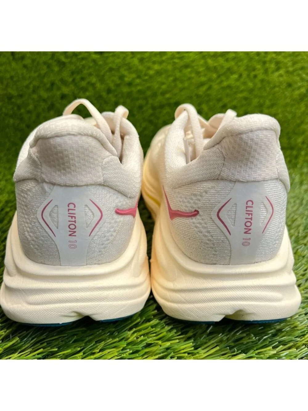 Hoka One One Clifton 10 Womens Size 7 Beige Pink Athletic Running Shoes Sneakers - Picture 6 of 10